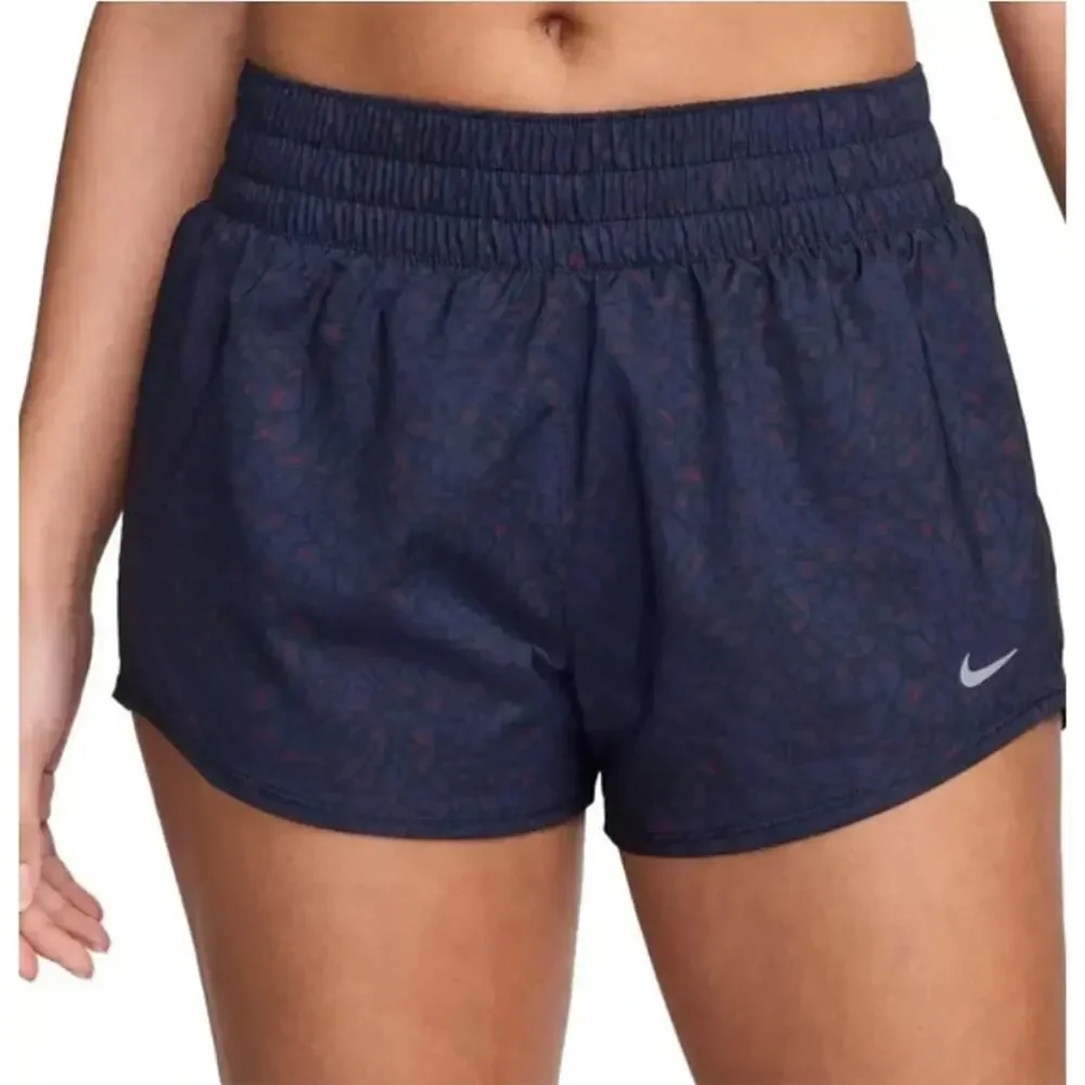 Nike Women's Midnight Navy One Dri-Fit Mid-Rise 3” Brief-Lined Shorts Size S